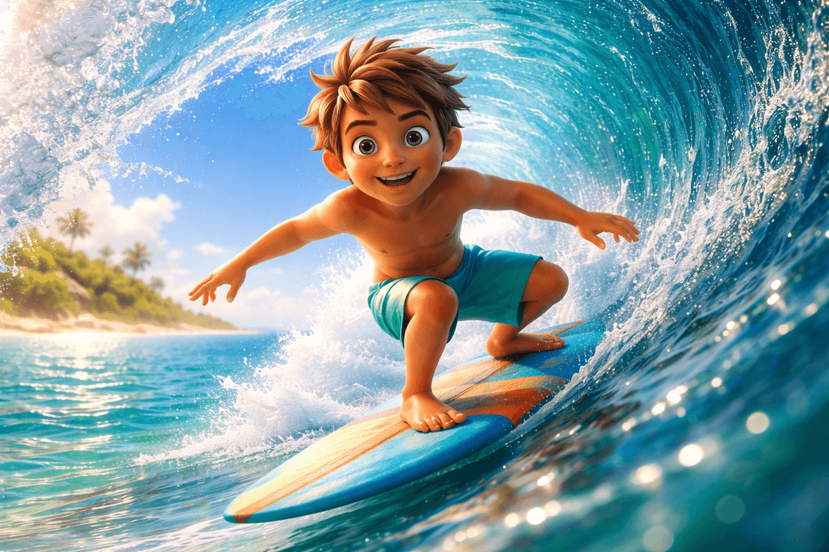 Léo surfista nas ondas magnéticas!